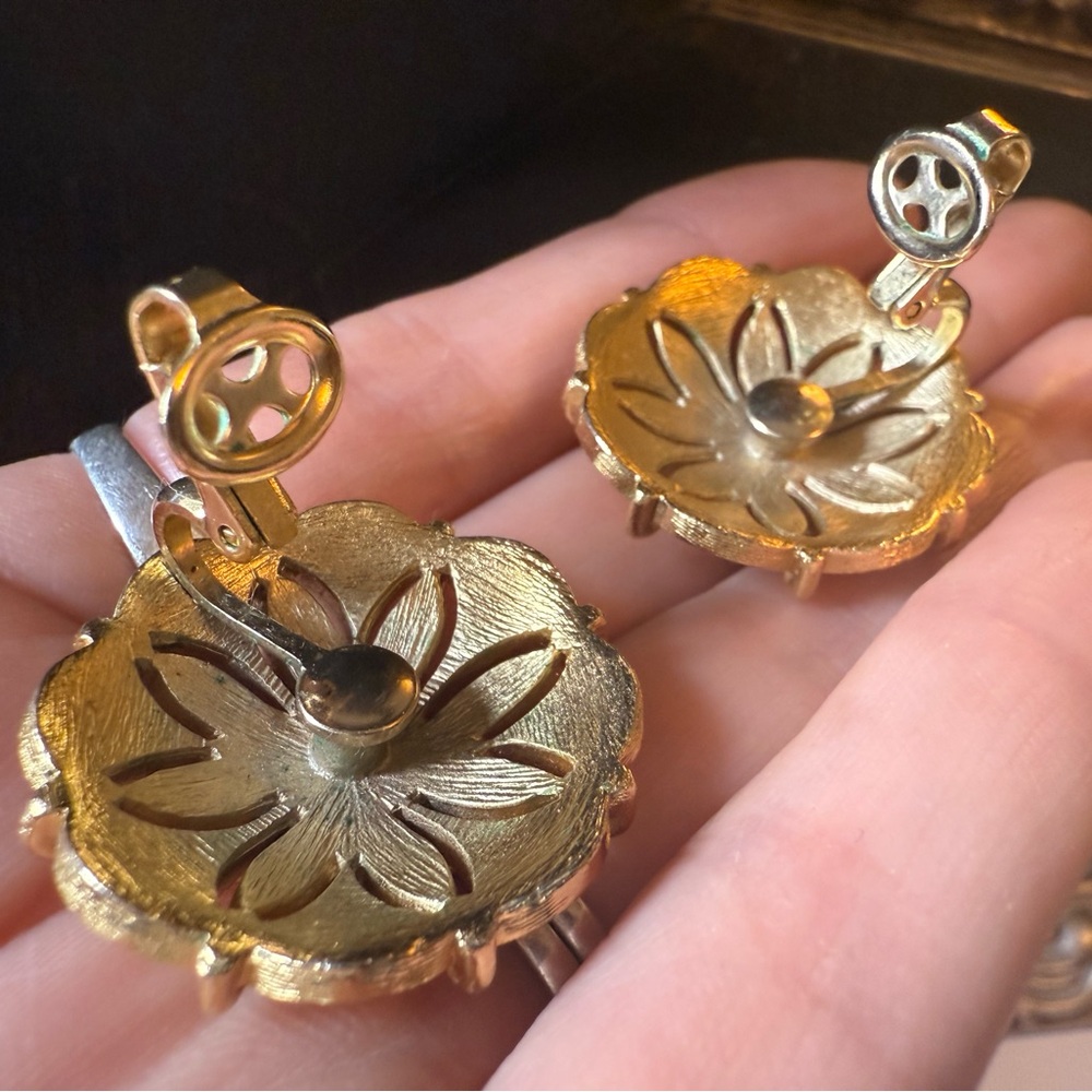 Trifari Gold Statement Earrings With Sculptural D… - image 3